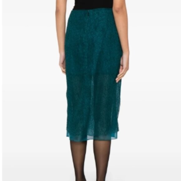 NWOT Jason Wu Collection Double-layered Turquoise Silk Midi Skirt S $1,935 - Picture 5 of 12